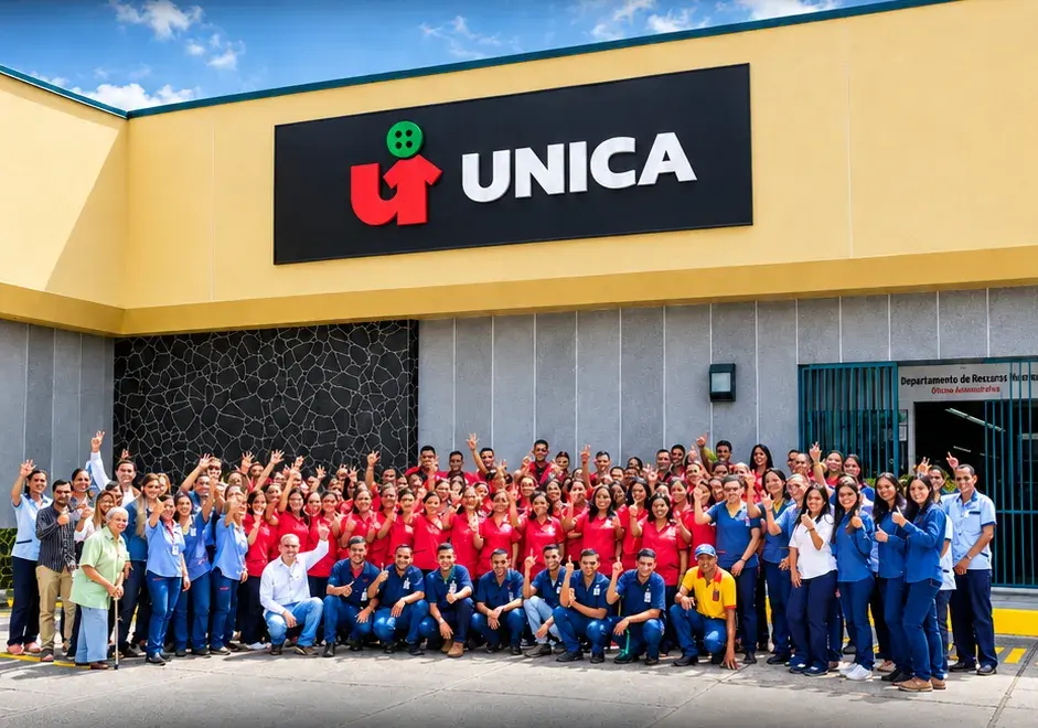 El equipo de Única frente a la sede, en Ciudad Bolívar