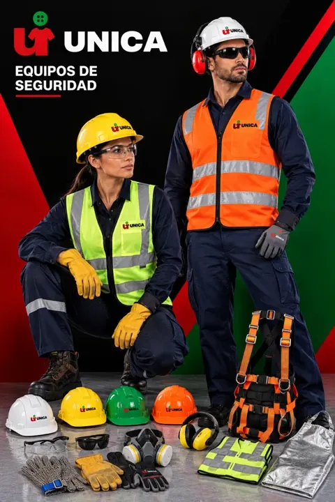Chalecos reflectivos, cascos y guantes